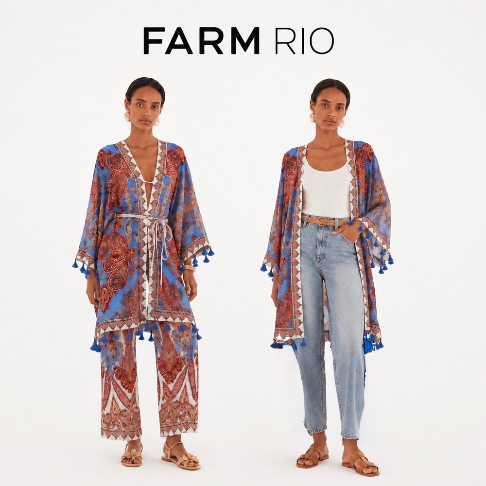 FARM Rio Blue Jandaya‎ Dance Kimono XL
